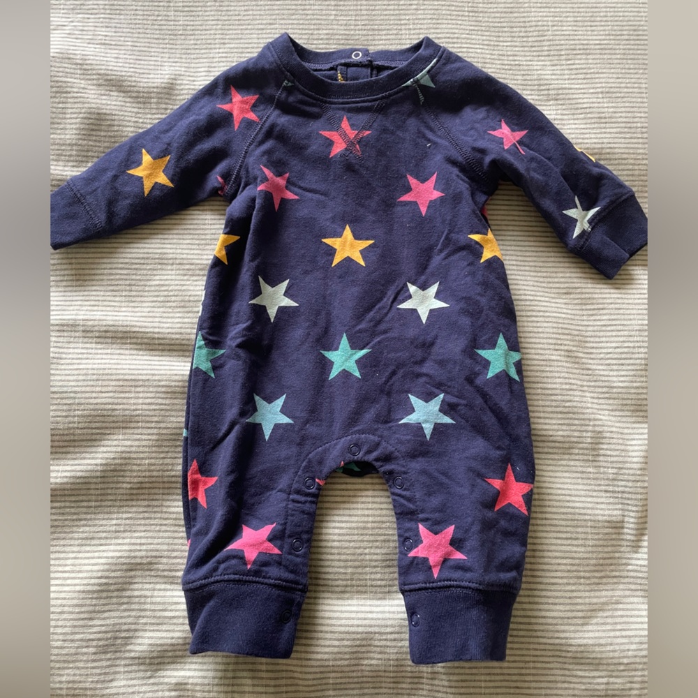 Primary Navy Baby Onesie with Star Accents